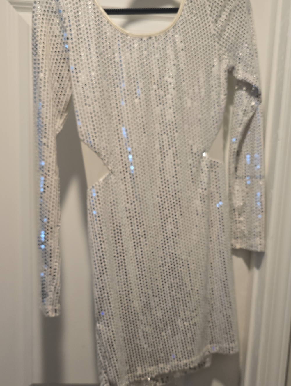 Ruby Rox Silver Sequin Long Sleeve Cutout Dress Sz Large